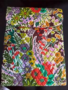 Vera Bradley Brown Tech Pouch with Red, Lime and Purple Floral Print